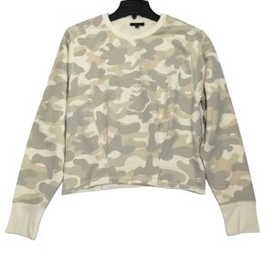 Joes Jeans Gadered Cream Camo Lola Soft‎ Pullover Fleece Lined Sweatshirt